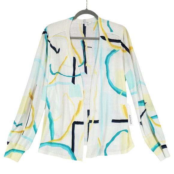 Chicos Summer Romantic Abstract Cardigan Sweater LIghtweight Open Front XL NWT - Picture 3 of 13